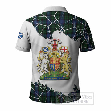 MacIntyre (McIntyre) Tartan Polo Shirt with Family Crest and Lion Rampant Grunge Style