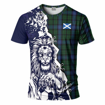 MacIntyre (McIntyre) Tartan Scottish T-Shirt Angry Lion With Soccer Ball Style
