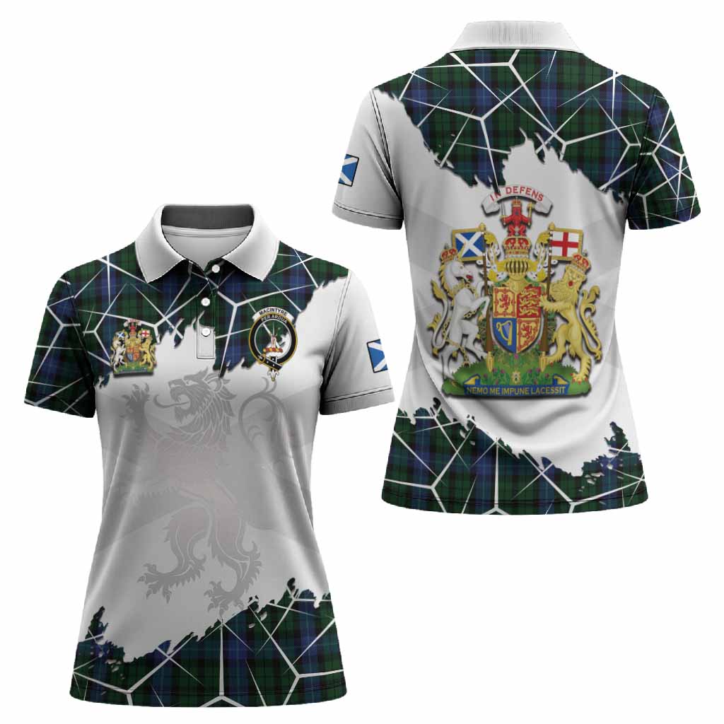 MacIntyre (McIntyre) Tartan Women Polo Shirt with Family Crest and Lion Rampant Grunge Style