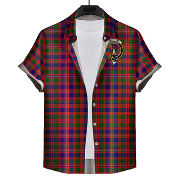 MacIntyre Modern Tartan Short Sleeve Button Down Shirt with Family Crest