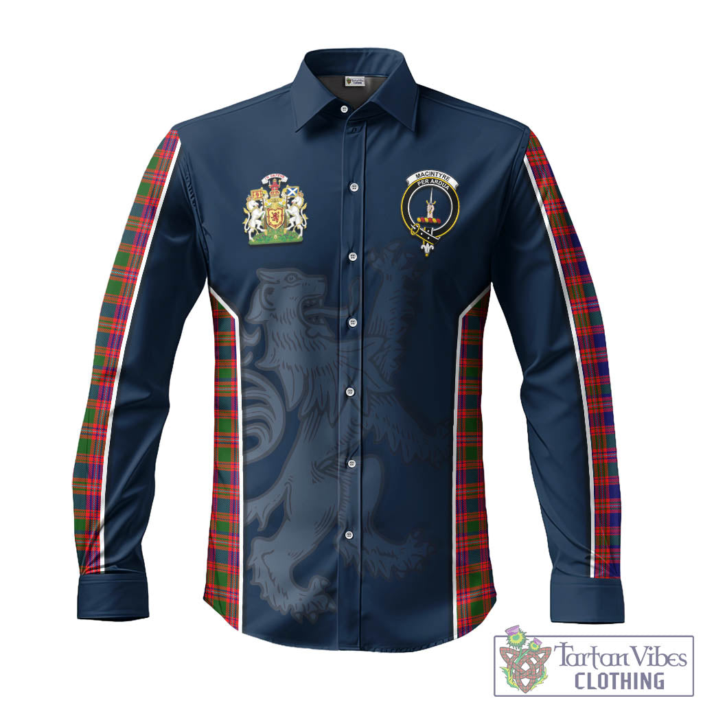 Tartan Vibes Clothing MacIntyre Modern Tartan Long Sleeve Button Up Shirt with Family Crest and Lion Rampant Vibes Sport Style