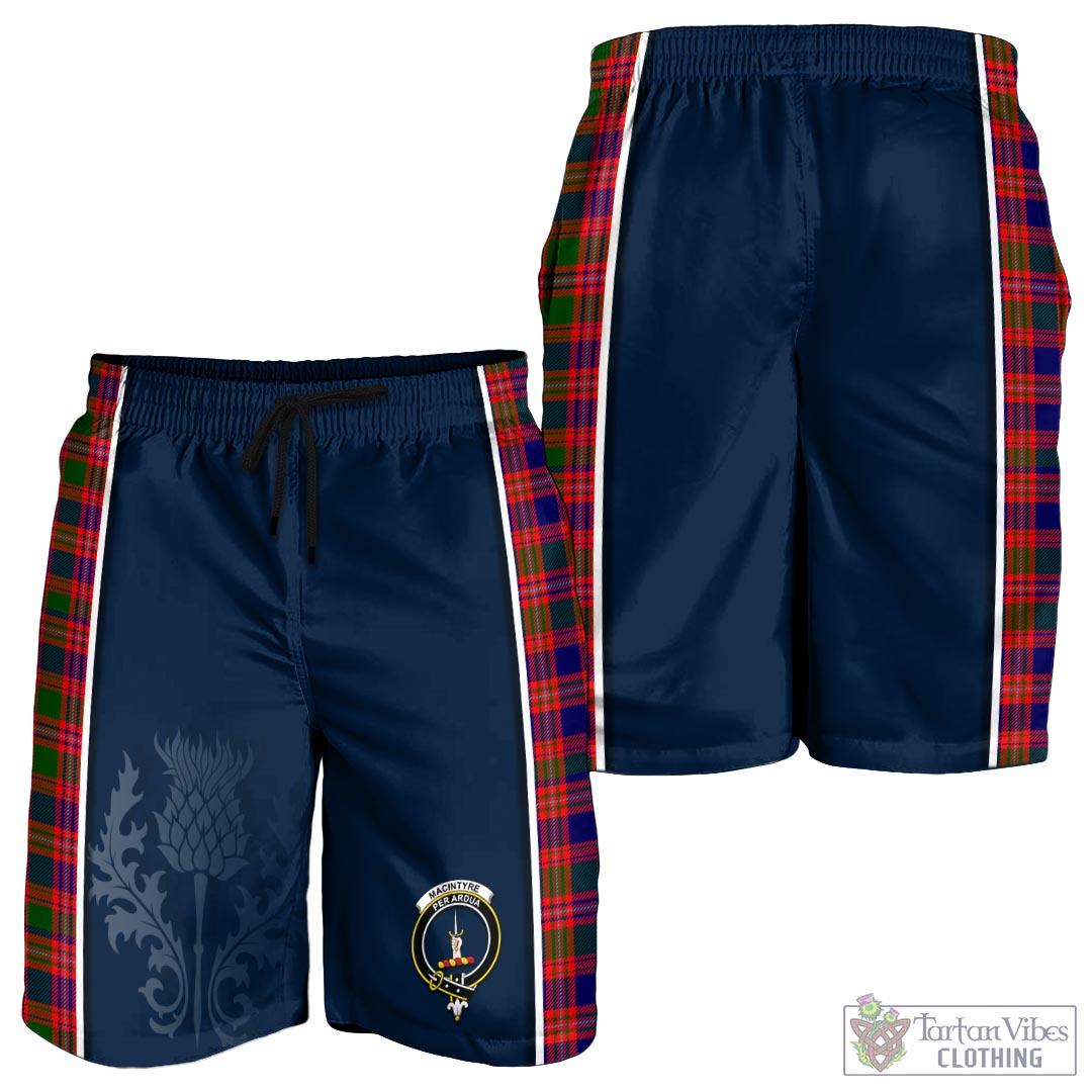 Tartan Vibes Clothing MacIntyre Modern Tartan Men's Shorts with Family Crest and Scottish Thistle Vibes Sport Style