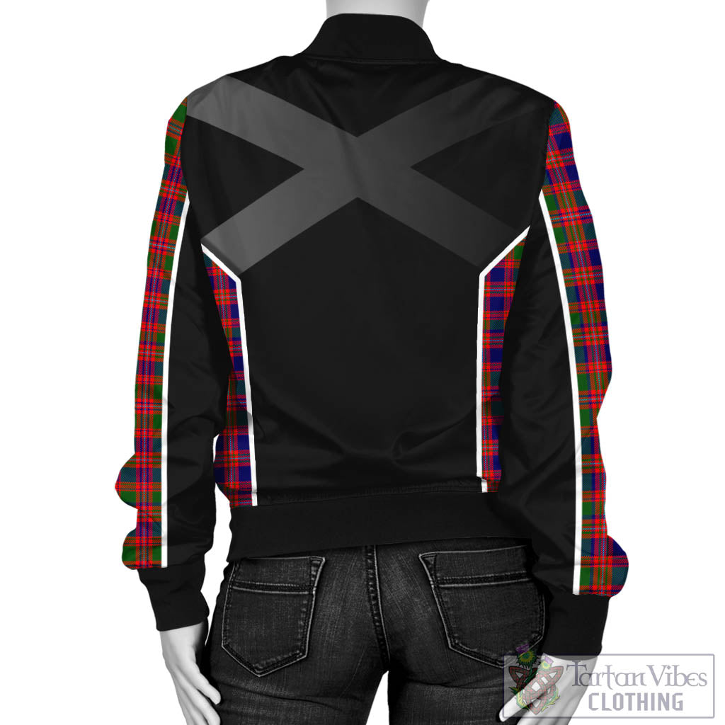 Tartan Vibes Clothing MacIntyre Modern Tartan Bomber Jacket with Family Crest and Scottish Thistle Vibes Sport Style