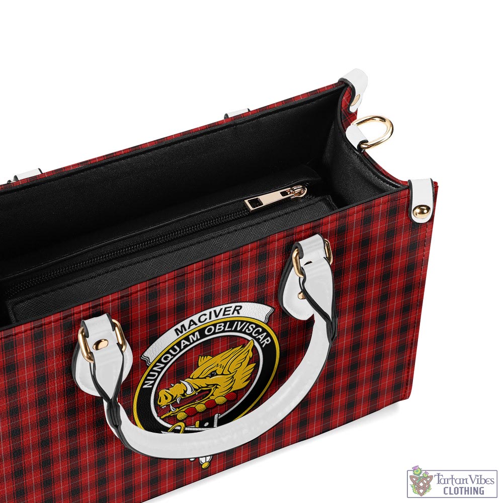 Tartan Vibes Clothing MacIver Tartan Luxury Leather Handbags with Family Crest