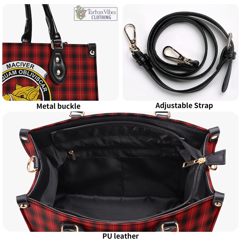Tartan Vibes Clothing MacIver Tartan Luxury Leather Handbags with Family Crest