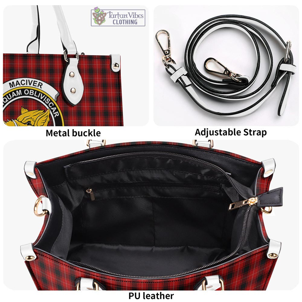 Tartan Vibes Clothing MacIver Tartan Luxury Leather Handbags with Family Crest