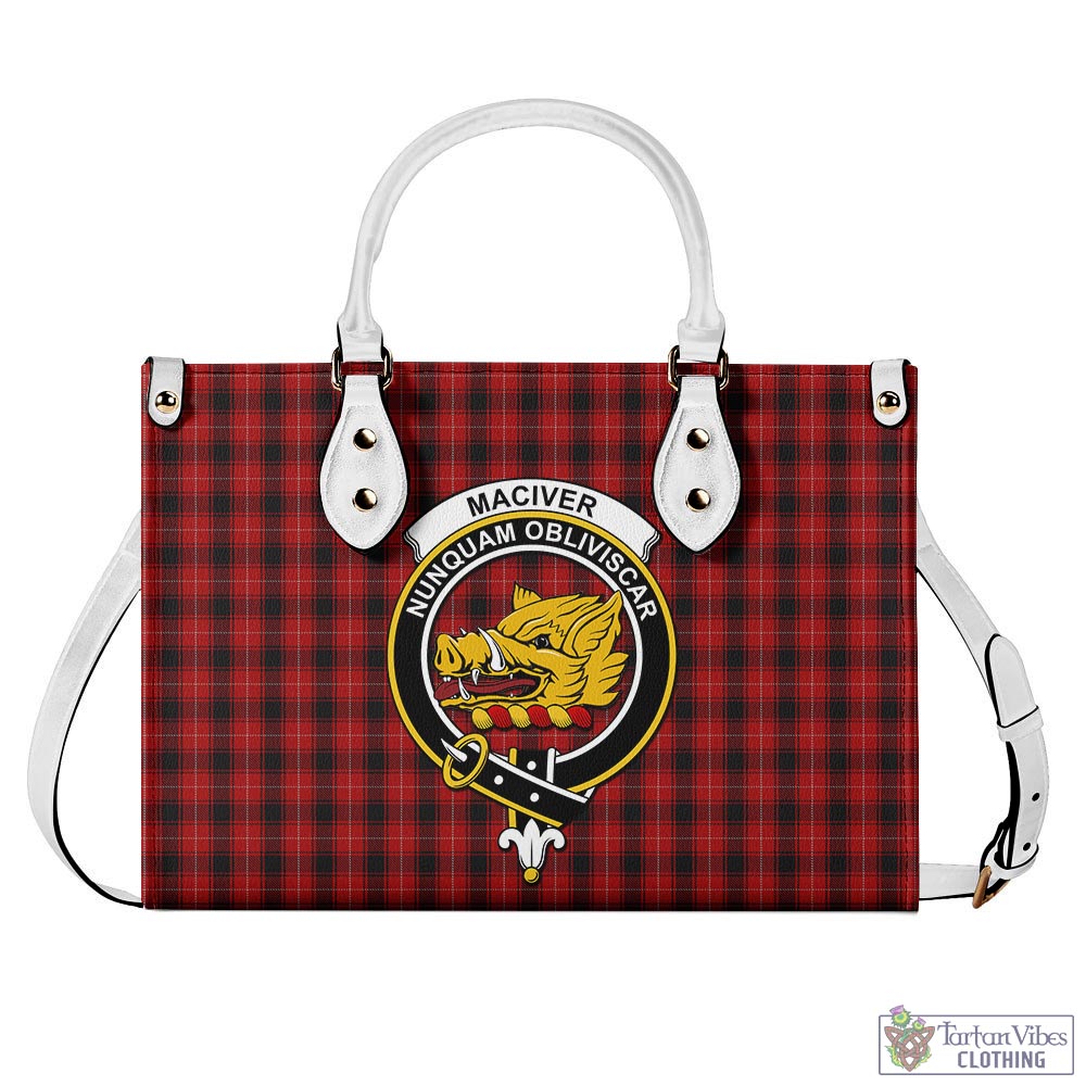 Tartan Vibes Clothing MacIver Tartan Luxury Leather Handbags with Family Crest