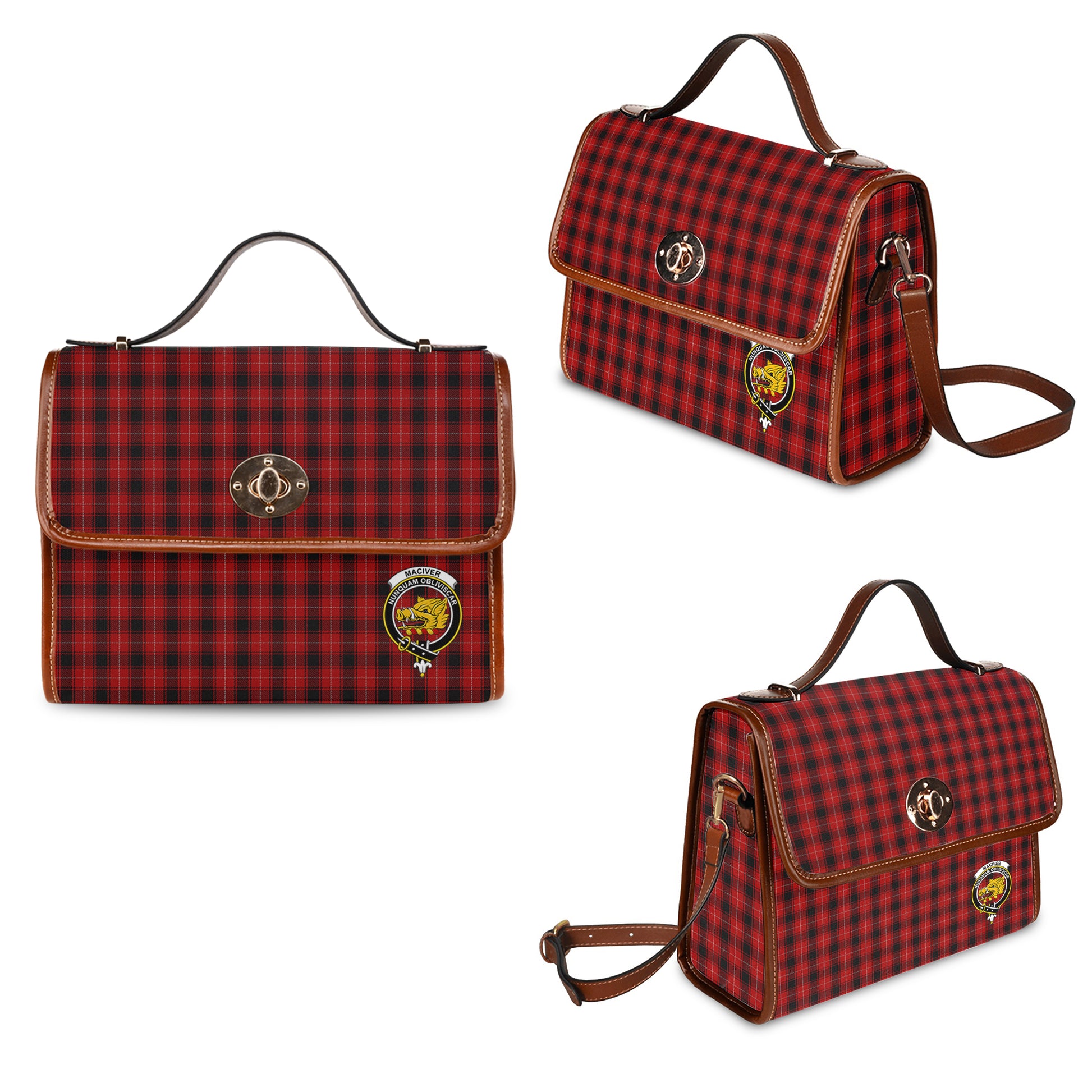 maciver-tartan-leather-strap-waterproof-canvas-bag-with-family-crest
