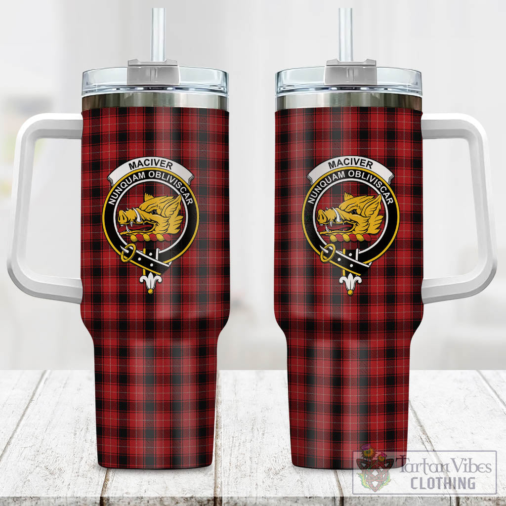 Tartan Vibes Clothing MacIver Tartan and Family Crest Tumbler with Handle