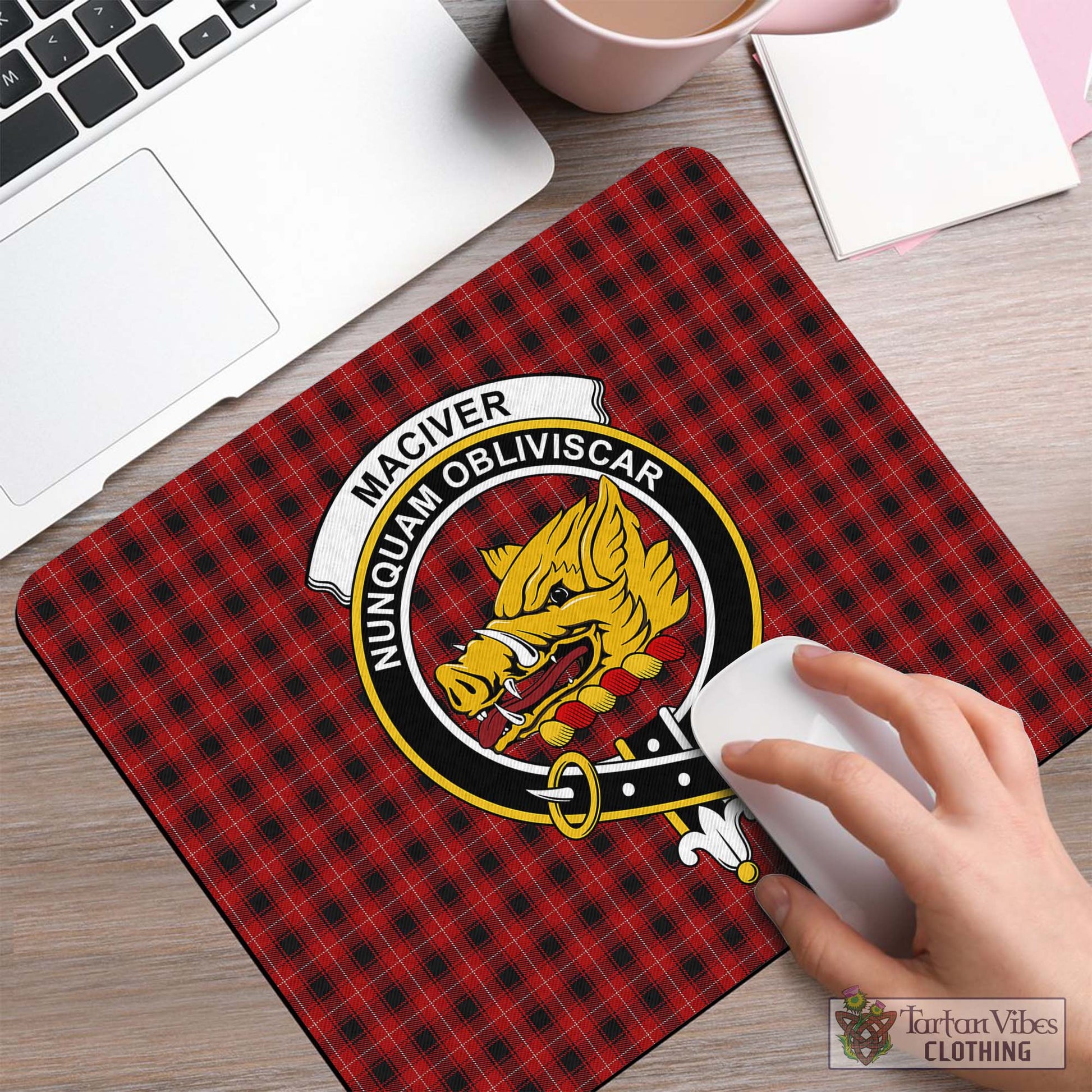 Tartan Vibes Clothing MacIver Tartan Mouse Pad with Family Crest
