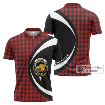 Tartan Vibes Clothing MacIver Tartan Zipper Polo Shirt with Family Crest Circle Style