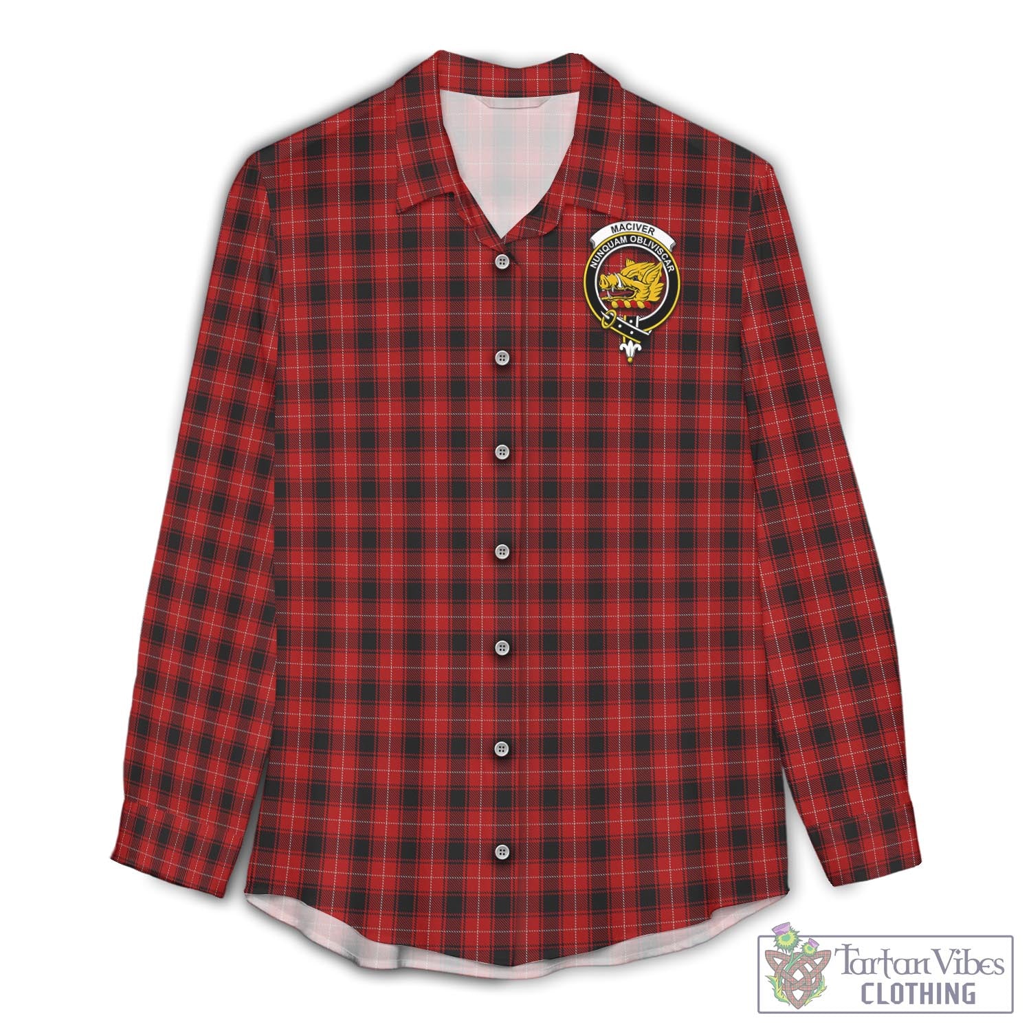 Tartan Vibes Clothing MacIver Tartan Womens Casual Shirt with Family Crest