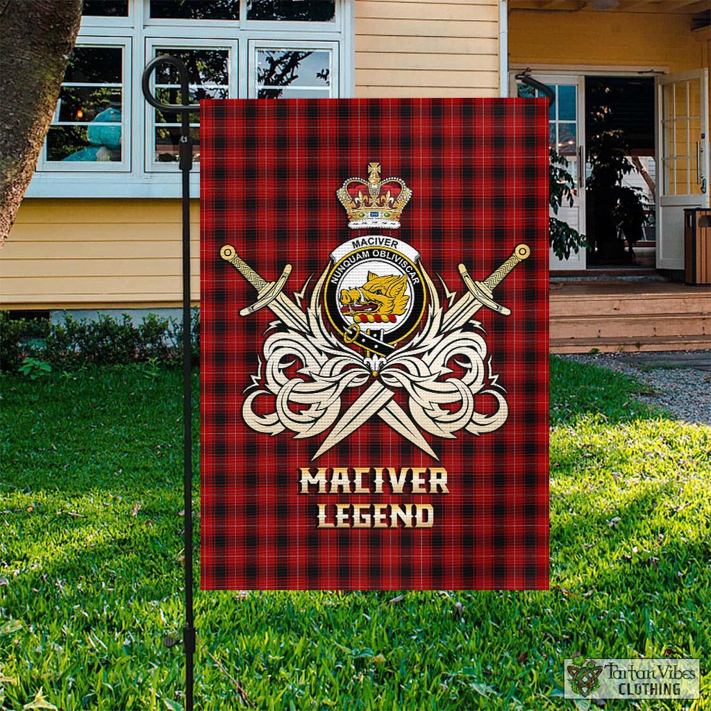 Tartan Vibes Clothing MacIver Tartan Flag with Clan Crest and the Golden Sword of Courageous Legacy