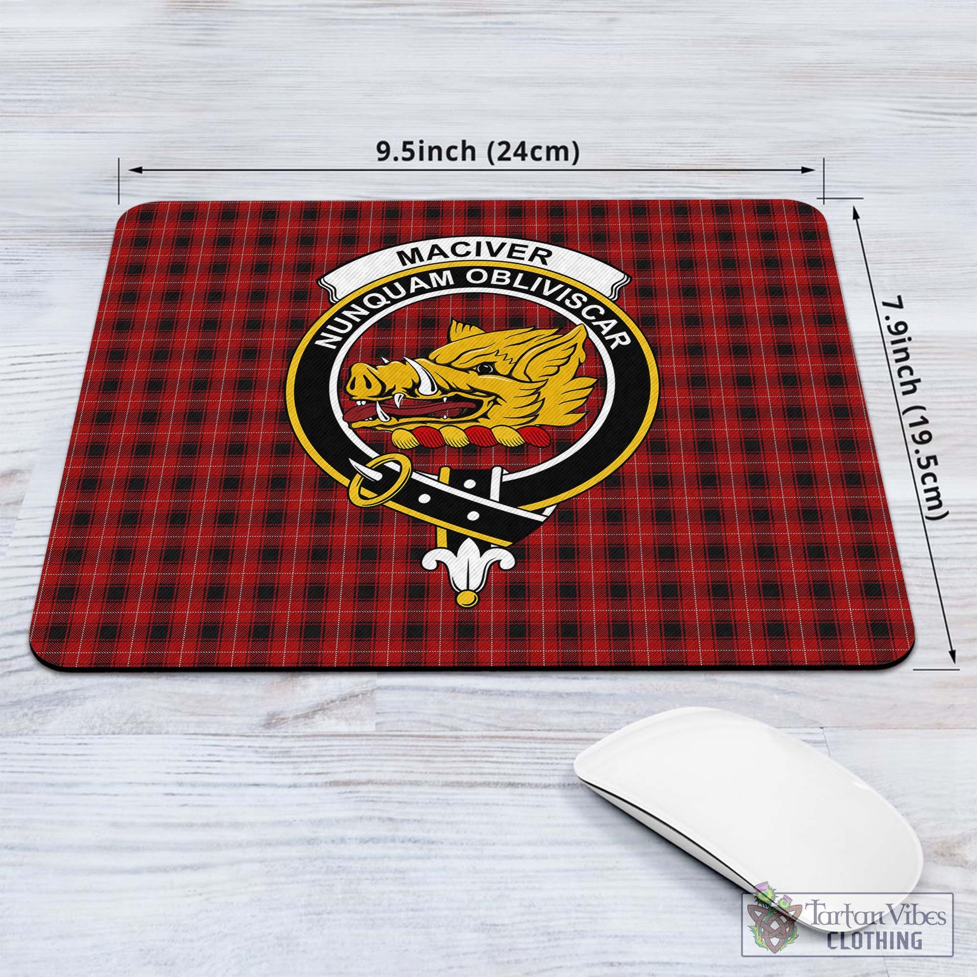 Tartan Vibes Clothing MacIver Tartan Mouse Pad with Family Crest