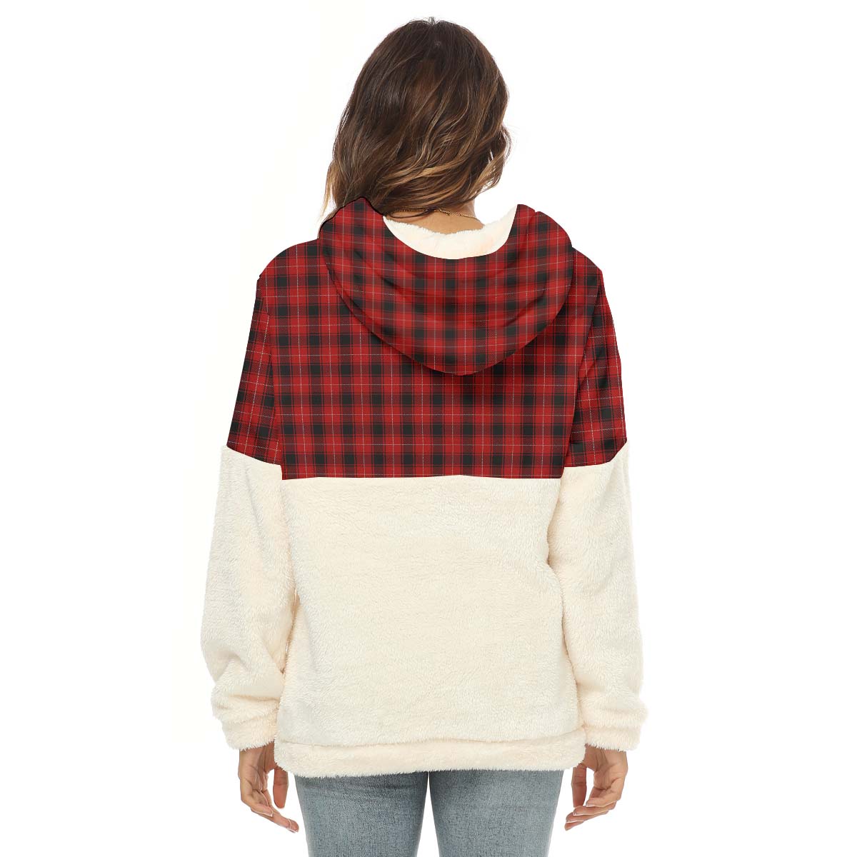 MacIver (McIver) Tartan Women's Borg Fleece Hoodie With Half Zip with Family Crest - Tartan Vibes Clothing