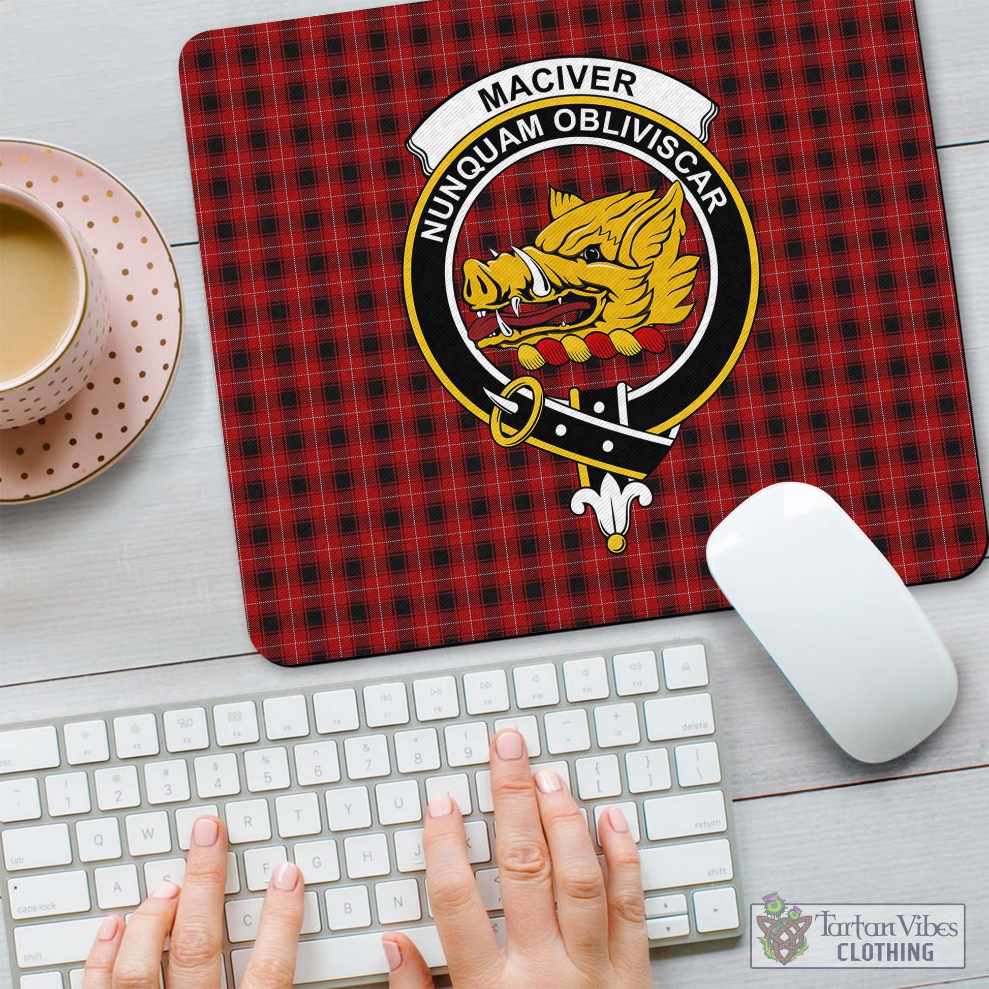 Tartan Vibes Clothing MacIver Tartan Mouse Pad with Family Crest