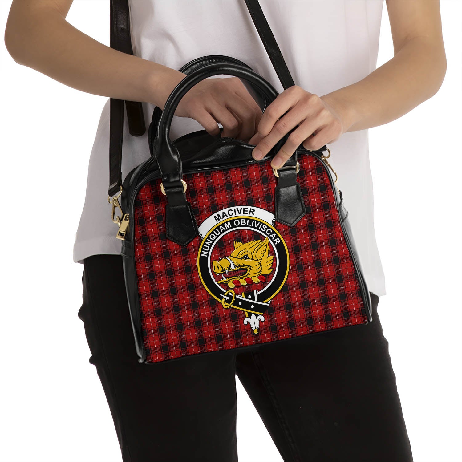MacIver Tartan Shoulder Handbags with Family Crest - Tartanvibesclothing