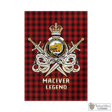 MacIver (McIver) Tartan Garden Flag with Clan Crest and the Golden Sword of Courageous Legacy