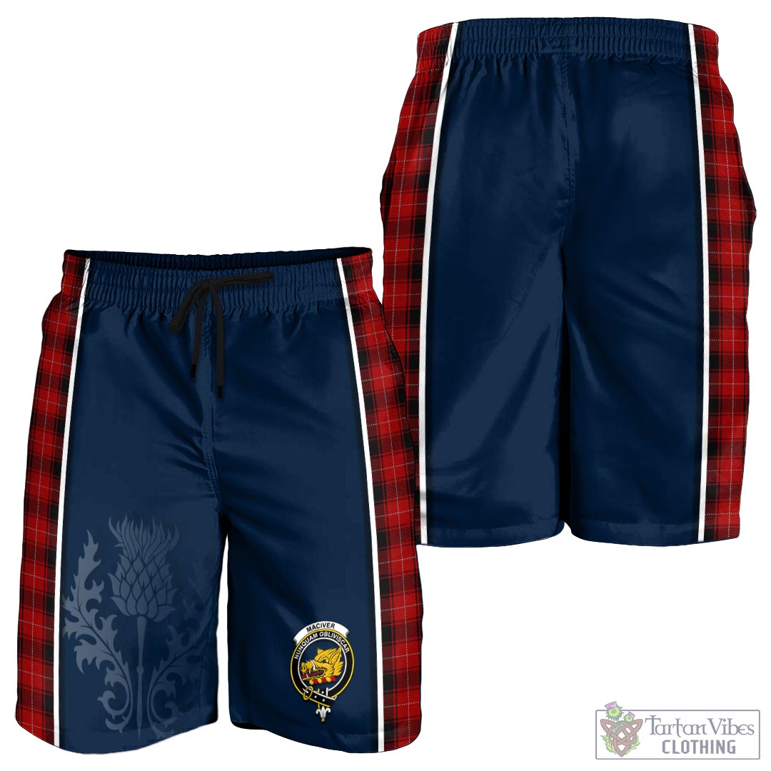 Tartan Vibes Clothing MacIver Tartan Men's Shorts with Family Crest and Scottish Thistle Vibes Sport Style