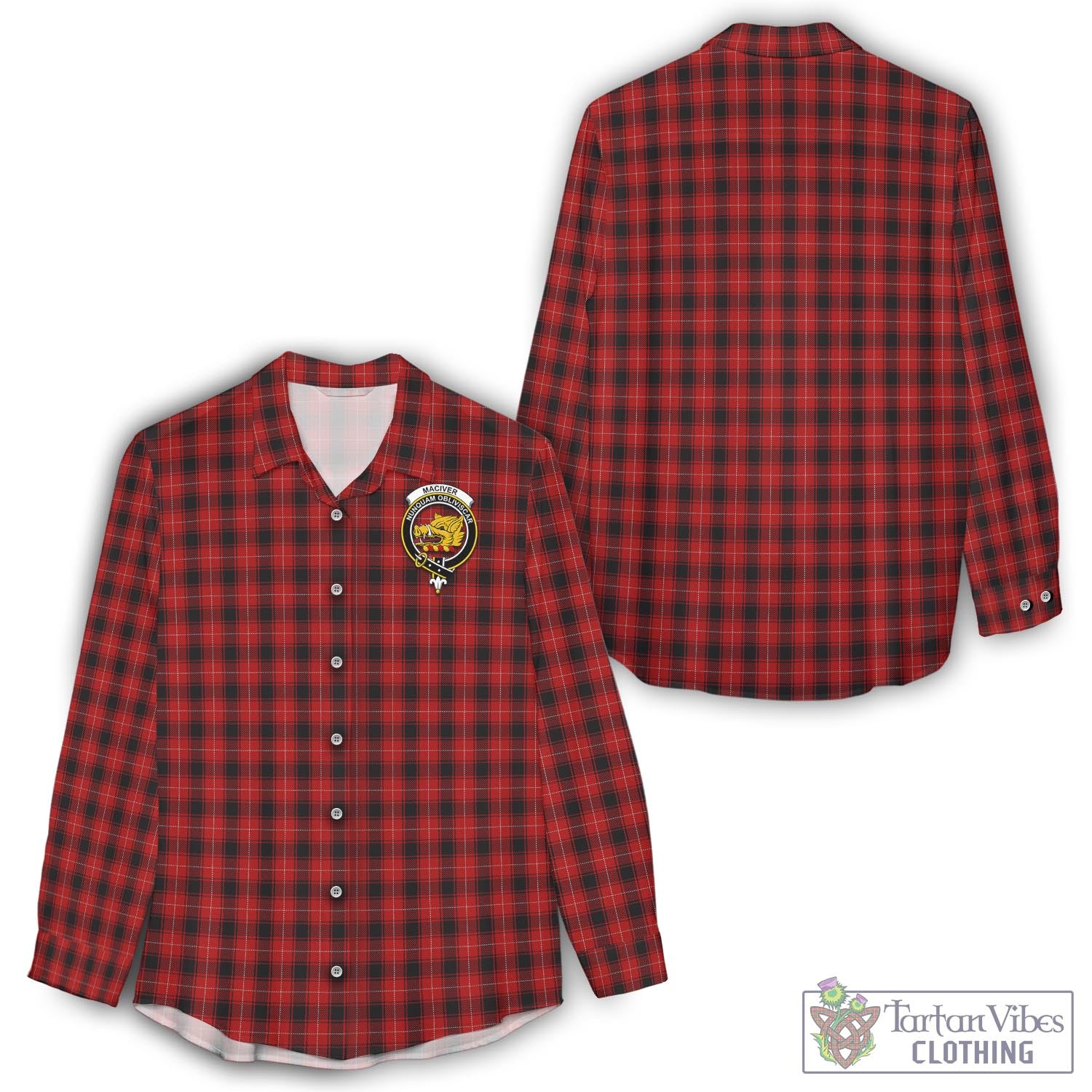 Tartan Vibes Clothing MacIver Tartan Womens Casual Shirt with Family Crest
