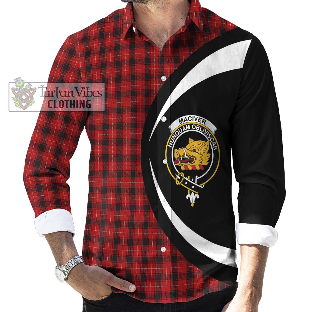 MacIver (McIver) Tartan Long Sleeve Button Up with Family Crest Circle Style - Tartan Vibes Clothing