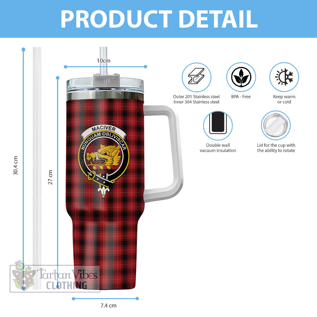 Tartan Vibes Clothing MacIver Tartan and Family Crest Tumbler with Handle