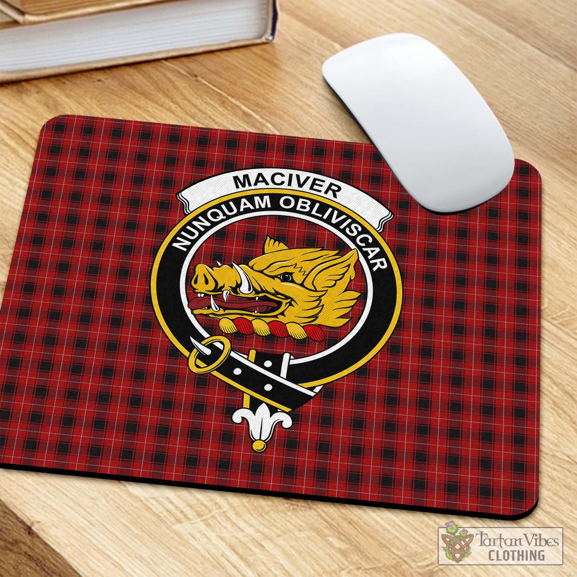 Tartan Vibes Clothing MacIver Tartan Mouse Pad with Family Crest