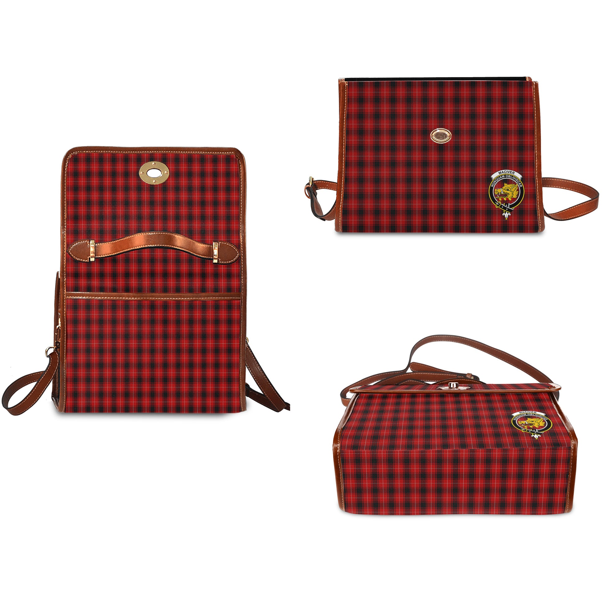 maciver-tartan-leather-strap-waterproof-canvas-bag-with-family-crest