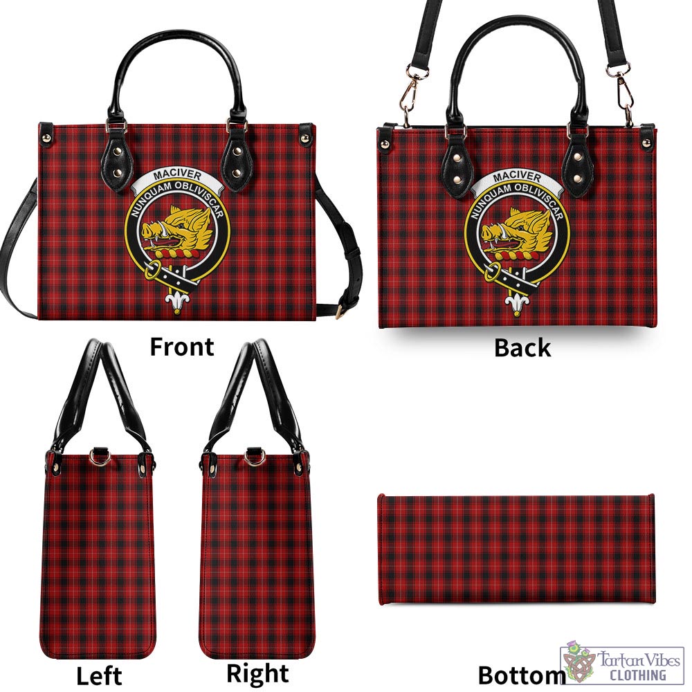 Tartan Vibes Clothing MacIver Tartan Luxury Leather Handbags with Family Crest
