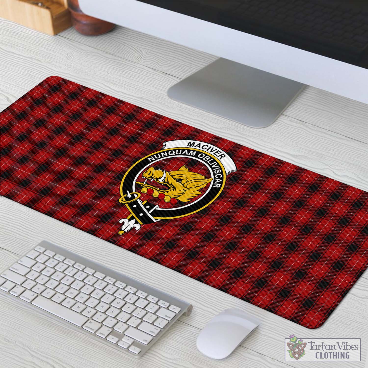 Tartan Vibes Clothing MacIver Tartan Mouse Pad with Family Crest
