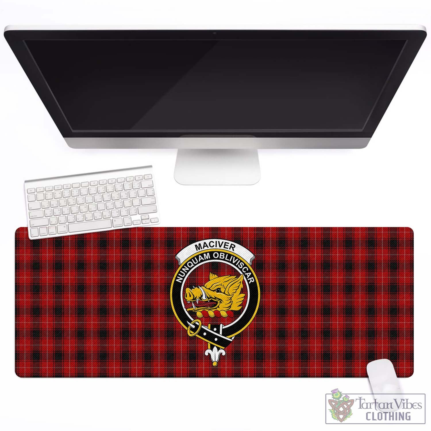 Tartan Vibes Clothing MacIver Tartan Mouse Pad with Family Crest