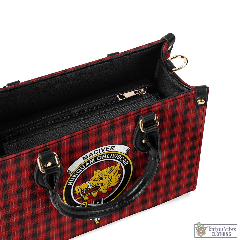 Tartan Vibes Clothing MacIver Tartan Luxury Leather Handbags with Family Crest