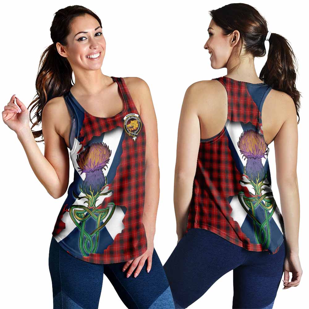 Tartan Vibes Clothing MacIver (McIver) Tartan Family Crest Women's Racerback Tanks Scottish Thistle Celtic Inspired