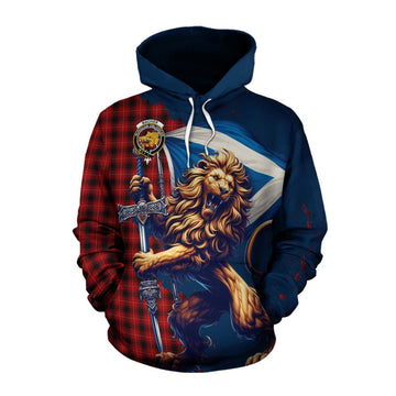 Tartan Vibes Clothing MacIver (McIver) Tartan Family Crest Cotton Hoodie with Scottish Majestic Lion