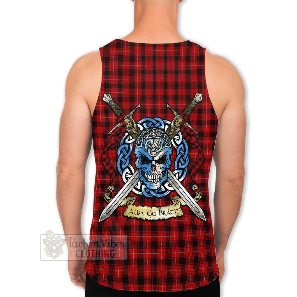 Tartan Vibes Clothing MacIver (McIver) Tartan Men's Tank Top with Family Crest Celtic Skull Style
