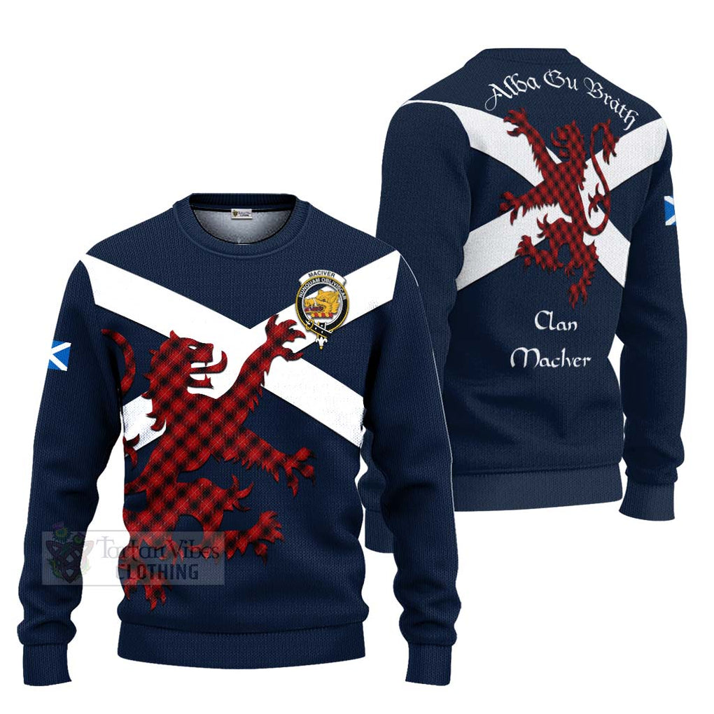 Tartan Vibes Clothing MacIver (McIver) Tartan Lion Rampant Knitted Sweater – Proudly Display Your Heritage with Alba Gu Brath and Clan Name