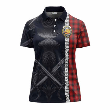 Tartan Vibes Clothing MacIver (McIver) Tartan Women's Polo Shirt with Family Crest Cross Sword Thistle Celtic Vibes