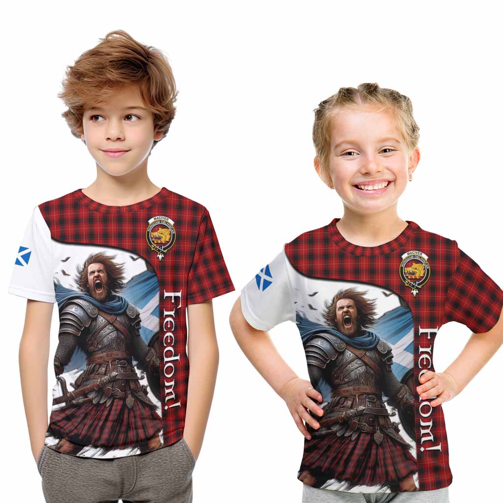 Tartan Vibes Clothing MacIver (McIver) Crest Tartan Kid T-Shirt Inspired by the Freedom of Scottish Warrior