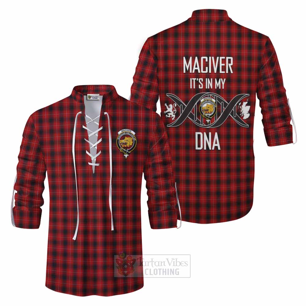 Tartan Vibes Clothing MacIver (McIver) Tartan Ghillie Kilt Shirt with Family Crest DNA In Me Style