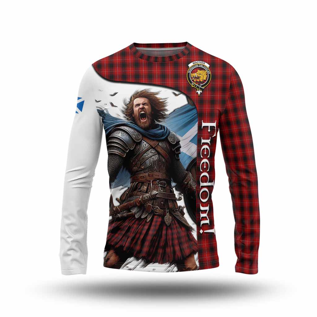 Tartan Vibes Clothing MacIver (McIver) Crest Tartan Long Sleeve T-Shirt Inspired by the Freedom of Scottish Warrior