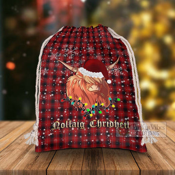 MacIver (McIver) Tartan Christmas Santa's Bag with Twinkle Highland Cattle