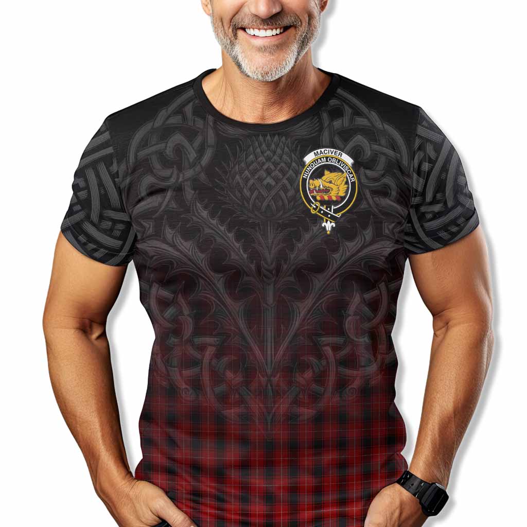 Tartan Vibes Clothing MacIver (McIver) Tartan T-Shirt with Family Crest Celtic Thistle Vibes