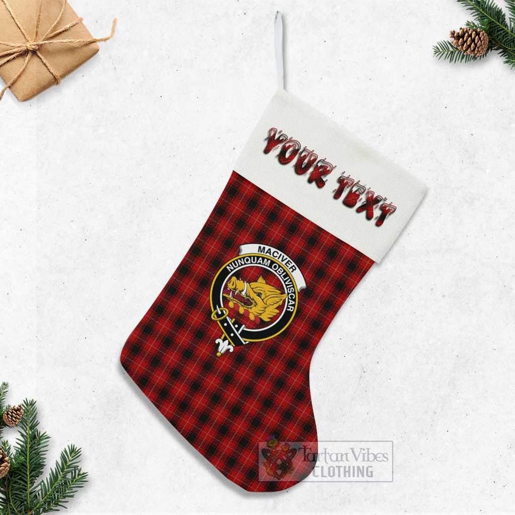 Tartan Vibes Clothing MacIver (McIver) Tartan Family Crest Christmas Stocking with Personalized Text