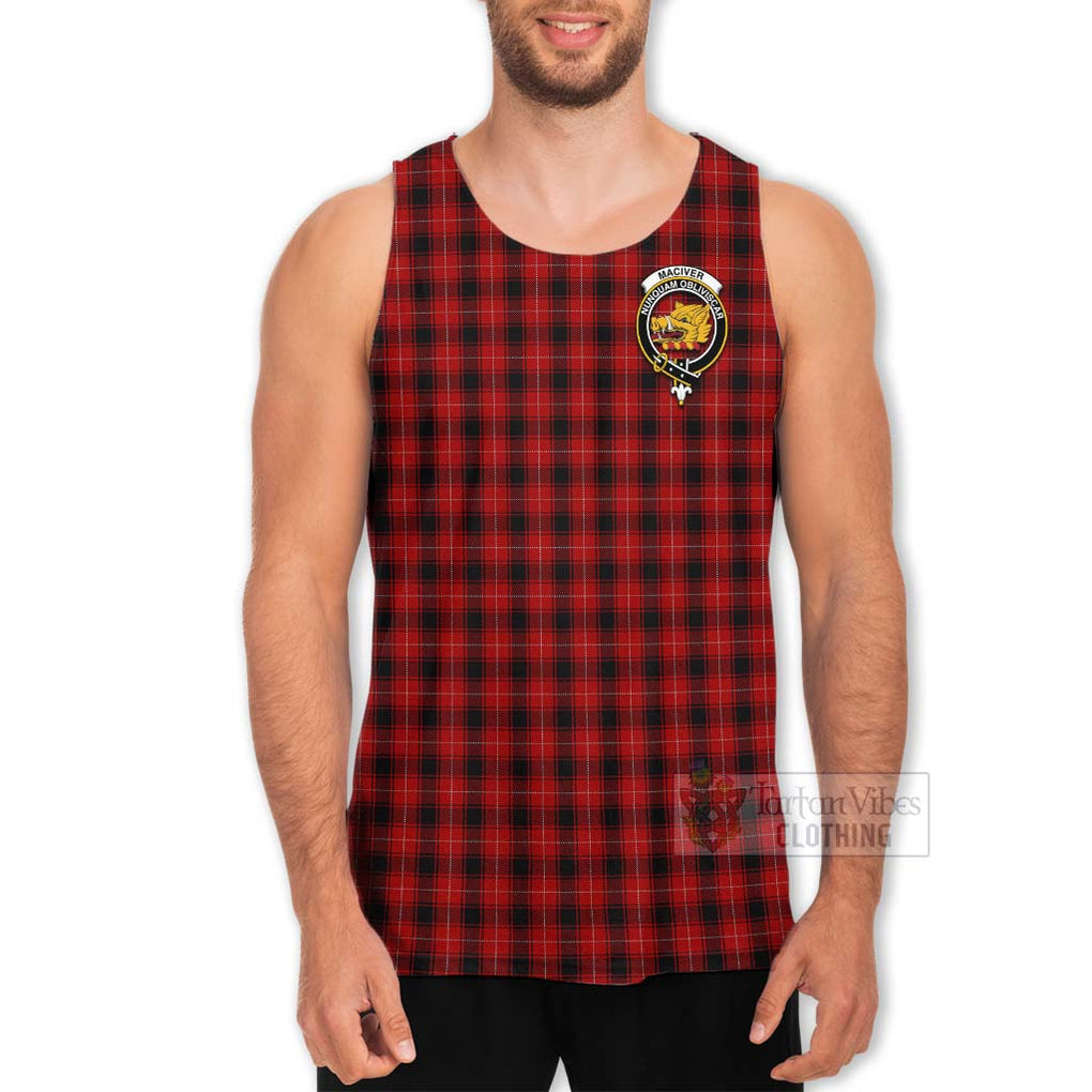 Tartan Vibes Clothing MacIver (McIver) Tartan Men's Tank Top with Family Crest and Bearded Skull Holding Bottles of Whiskey