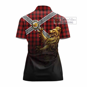 MacIver (McIver) Crest Tartan Women's Polo Shirt with Golden Lion Emblem Celtic Style