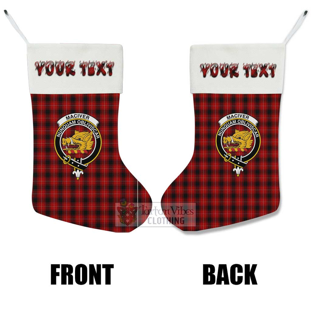 Tartan Vibes Clothing MacIver (McIver) Tartan Family Crest Christmas Stocking with Personalized Text