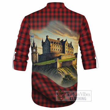 MacIver (McIver) Tartan Family Crest Ghillie Kilt Shirt with Scottish Ancient Castle Style
