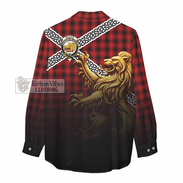 MacIver (McIver) Crest Tartan Women's Casual Shirt with Golden Lion Emblem Celtic Style