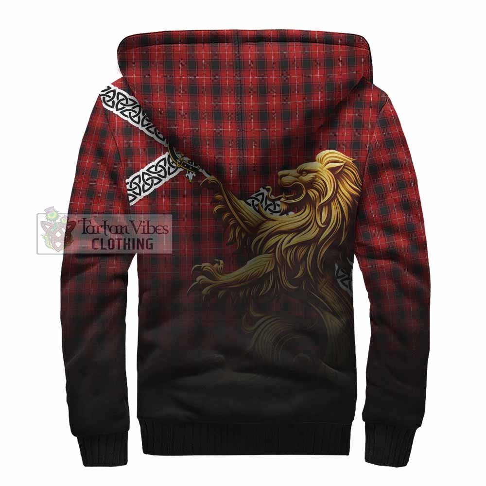 Tartan Vibes Clothing MacIver (McIver) Crest Tartan Sherpa Hoodie with Golden Lion Emblem Celtic Style