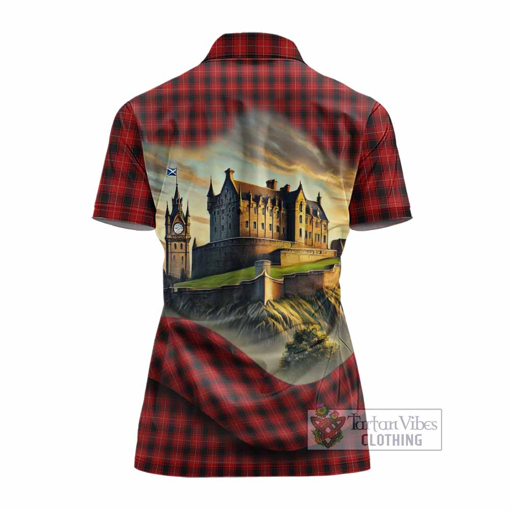 Tartan Vibes Clothing MacIver (McIver) Tartan Family Crest Women's Polo Shirt with Scottish Ancient Castle Stype